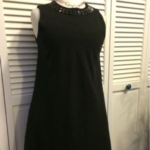 ISAAC MIZRAHI Black  Embellished Neckline Dress XS
